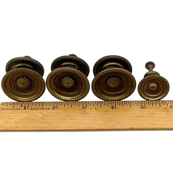 Vintage Brass Cabinet Drawer Pulls Handles Knobs Hardware Dresser Kitchen Lot - Picture 5 of 5